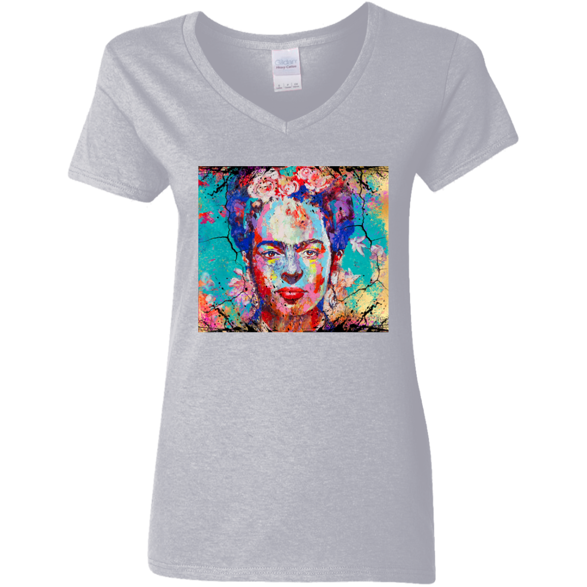 "FRIDA"  Ladies' 5.3 oz. V-Neck T-Shirt