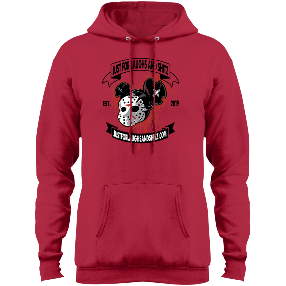 "MICKEY MASK" Mens Core Fleece Pullover Hoodie in white print