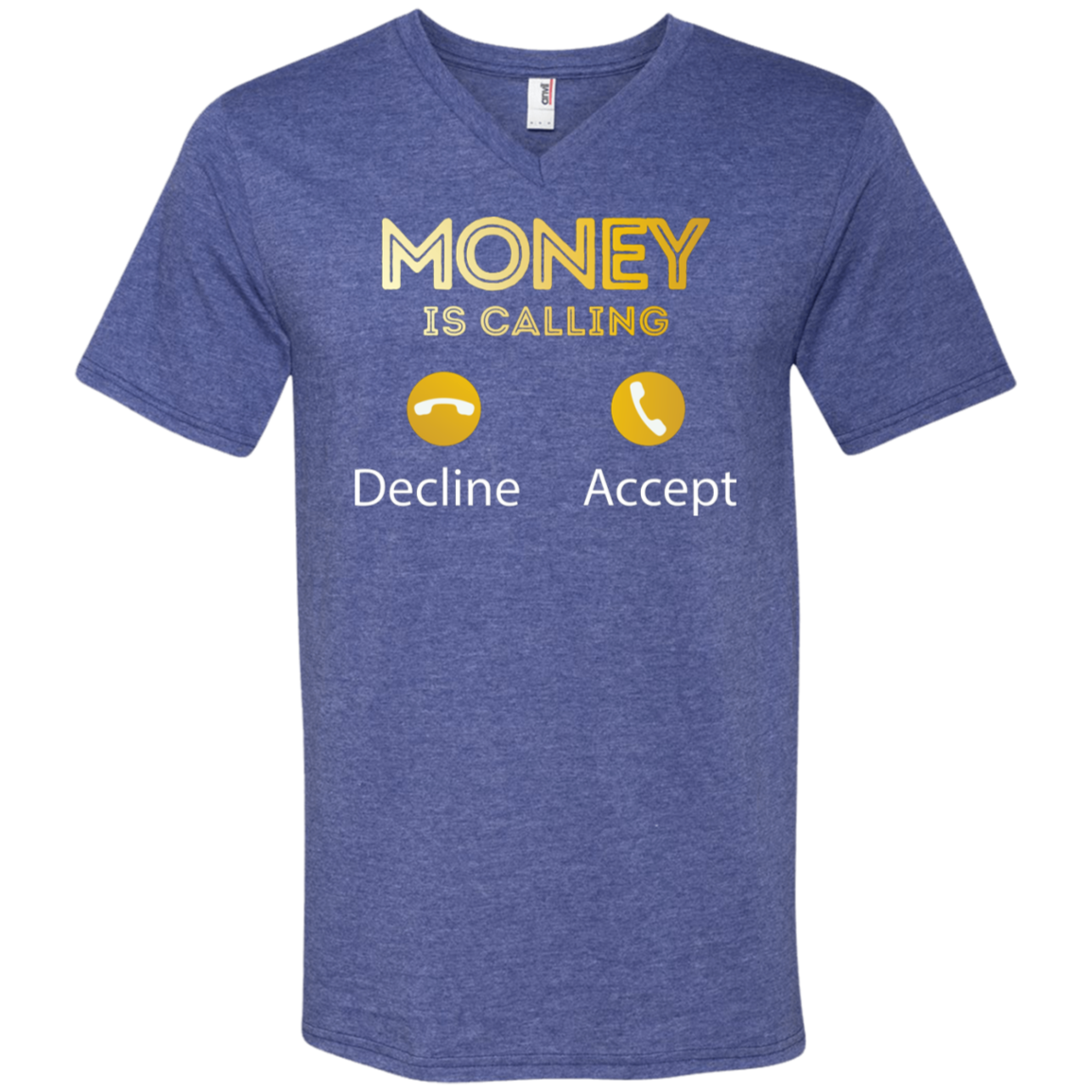 "MONEY IS CALLING" Men's Printed V-Neck T-Shirt