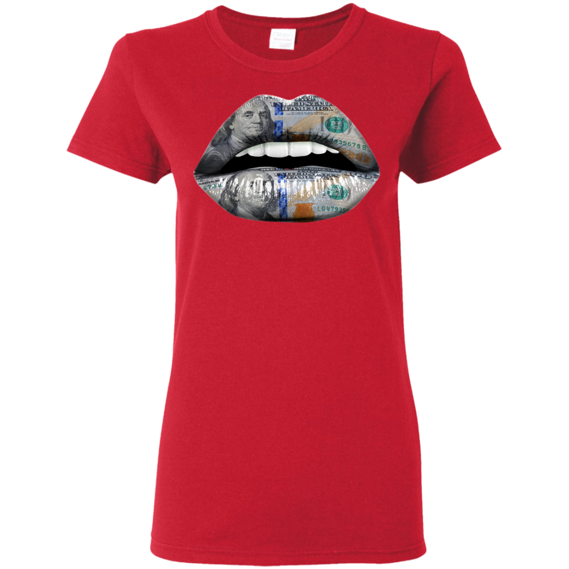 "100 DOLLAR LIPS" Ladies' 5.3 oz. T-Shirt