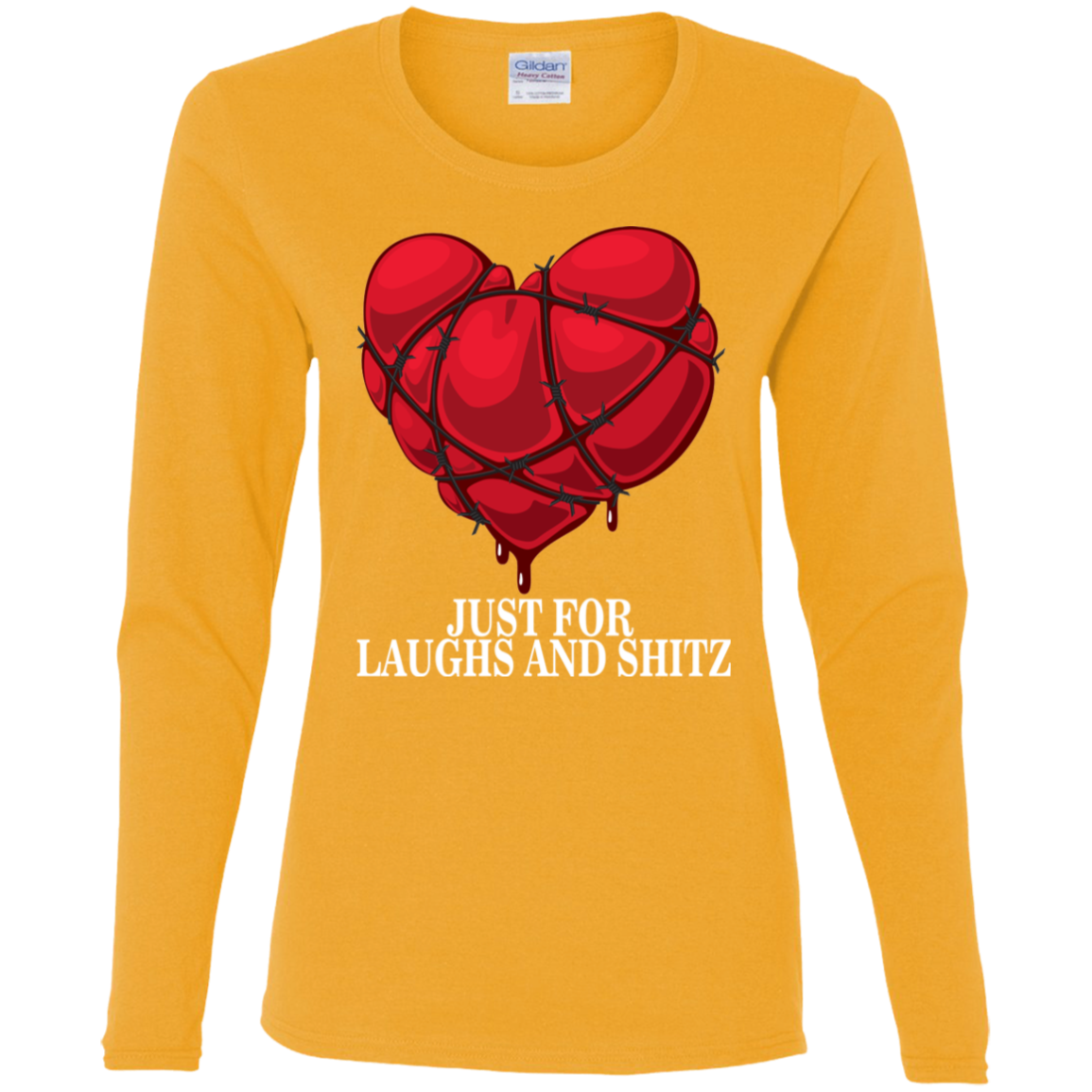 "MY BLOODY HEART" Ladies' Cotton LS T-Shirt in white print