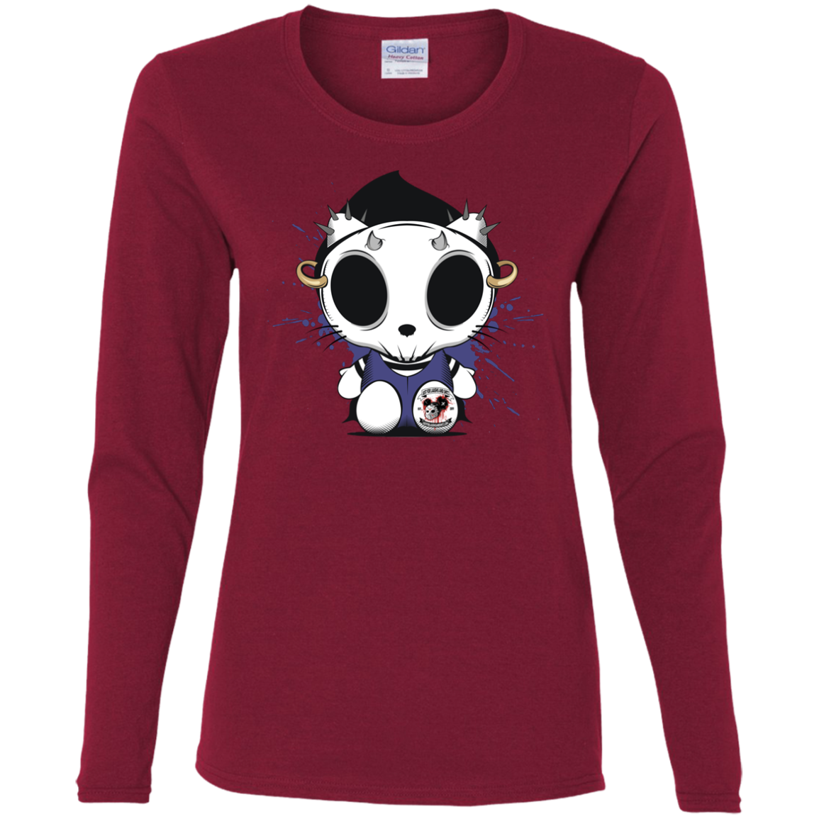 "KITTY SKULL" Ladies' Cotton LS T-Shirt