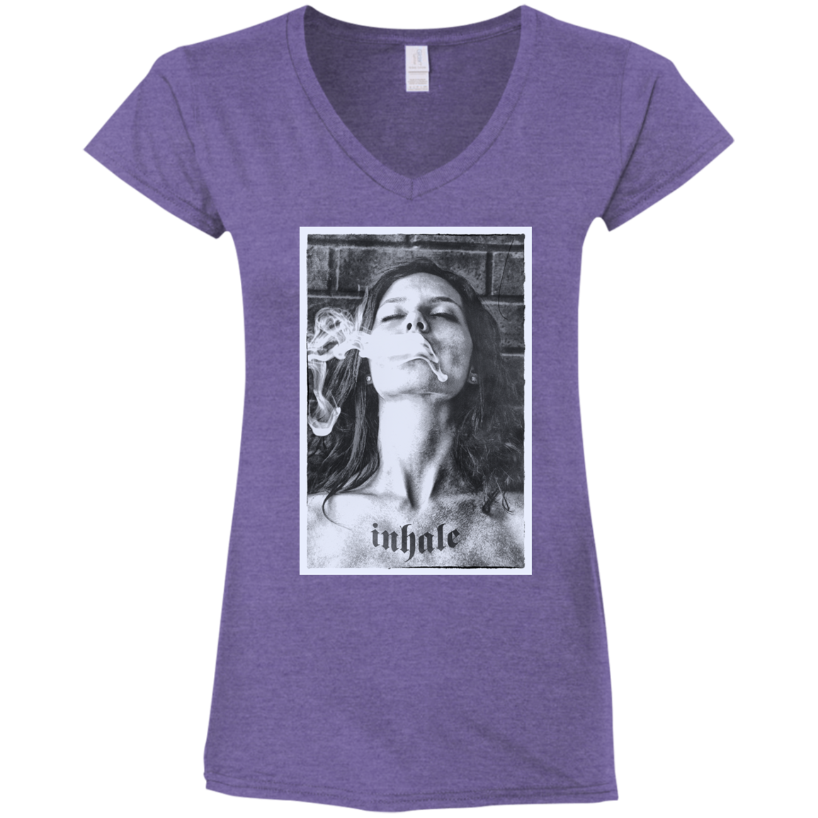 "INHALE" Ladies' Fitted Softstyle 4.5 oz V-Neck T-Shirt