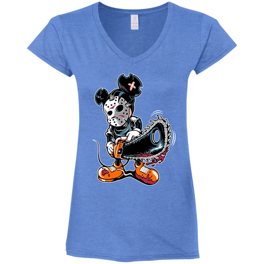 "MICKY PSYCHO" Ladies' Fitted Softstyle 4.5 oz V-Neck T-Shirt