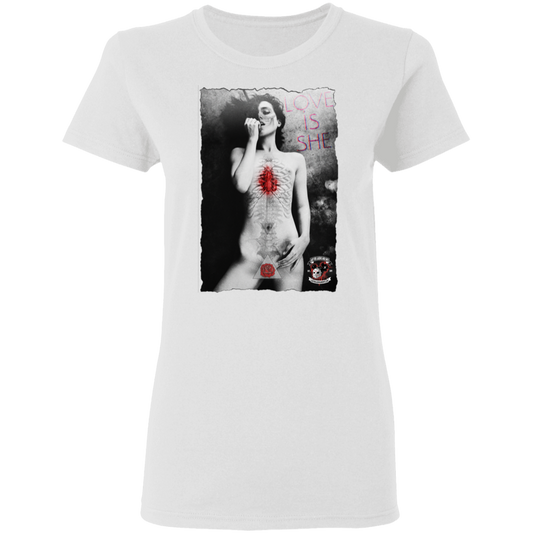 "LOVE IS SHE" Ladies' 5.3 oz. T-Shirt