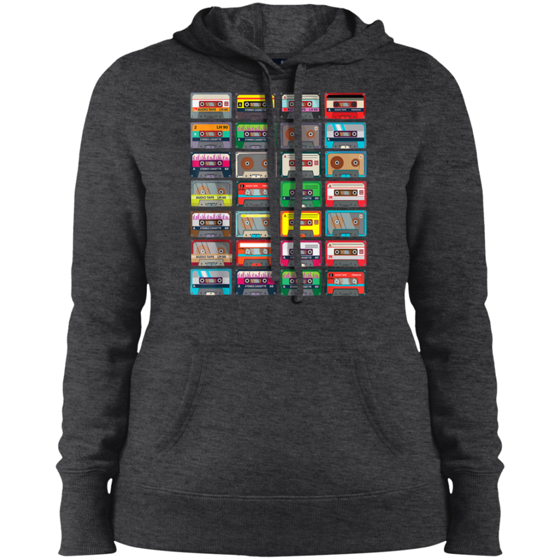 "VINTAGE CASSETTE TAPES" Ladies' Pullover Hooded Sweatshirt