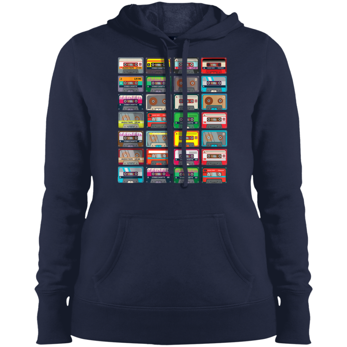 "VINTAGE CASSETTE TAPES" Ladies' Pullover Hooded Sweatshirt