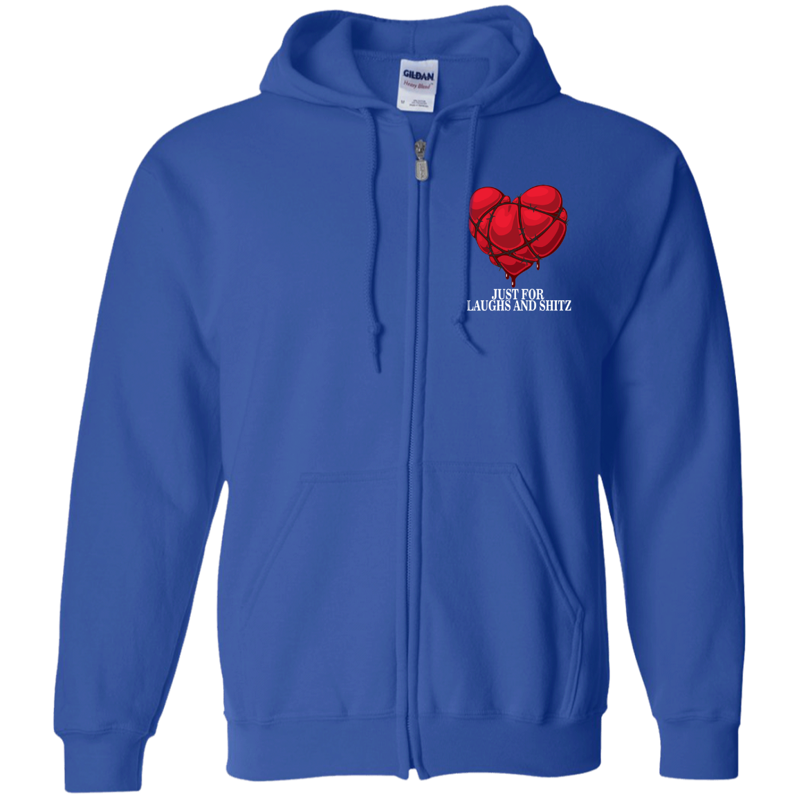 "MY BLOODY HEART" in white print Zip Up Hooded Sweatshirt