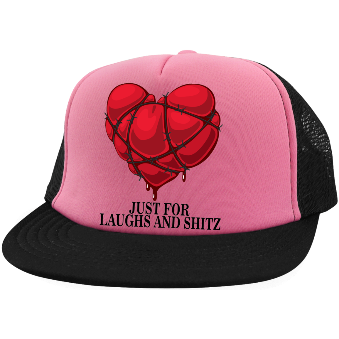 "MY BLOODY HEART" in black print Trucker Hat with Snapback