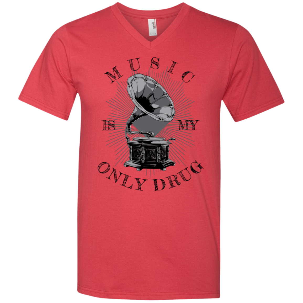 "MUSIC" Men's Printed V-Neck T-Shirt