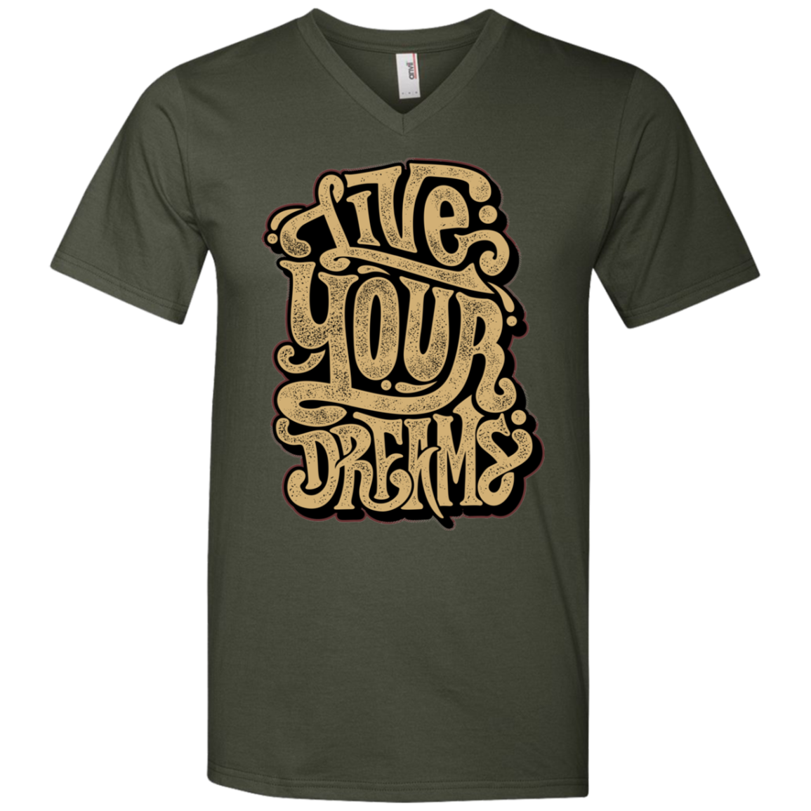 "LIVE YOUR DREAMS" Men's Printed V-Neck T-Shirt