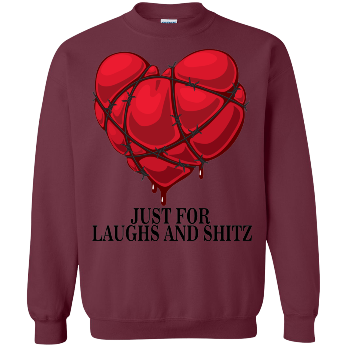 "MY BLOODY HEART" in black print Crewneck Pullover Sweatshirt  8 oz.