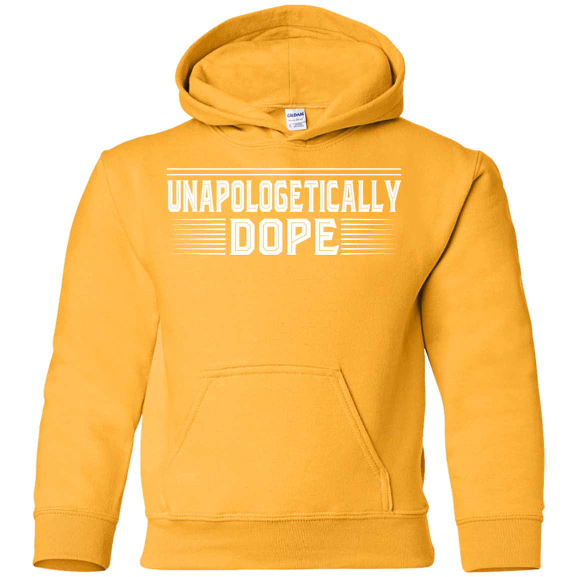 "UNAPOLOGETICALLY DOPE" Youth Pullover Hoodie in white print