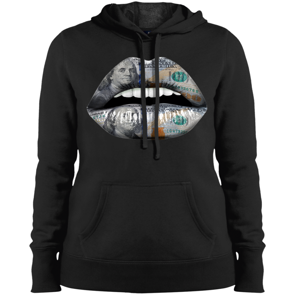 "100 DOLLAR LIPS" Ladies' Pullover Hooded Sweatshirt