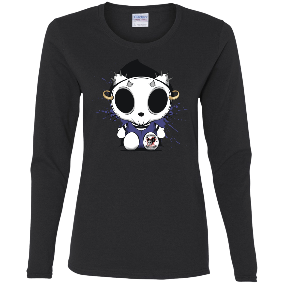 "KITTY SKULL" Ladies' Cotton LS T-Shirt