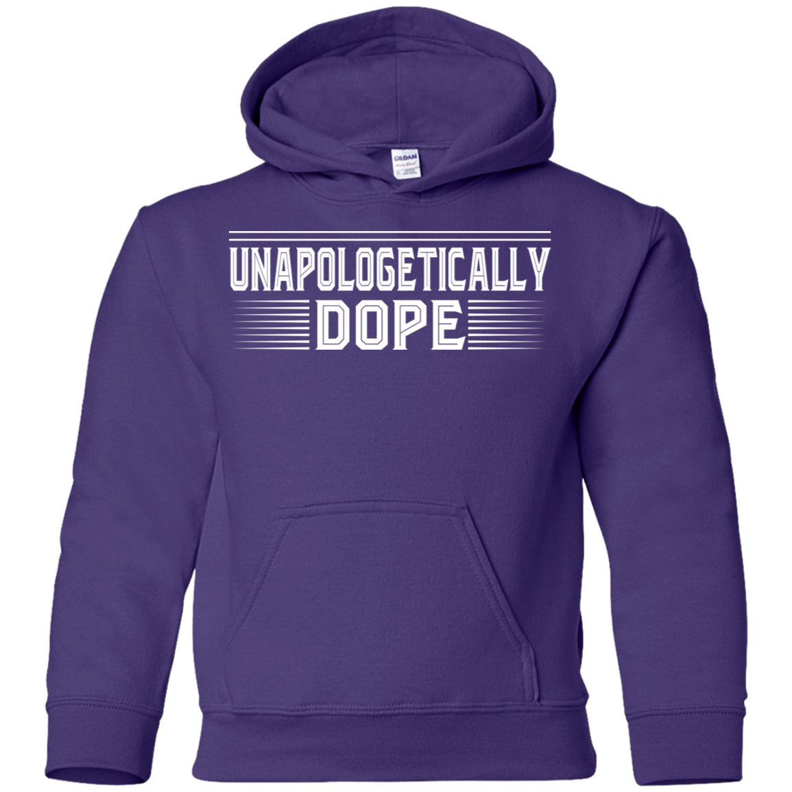 "UNAPOLOGETICALLY DOPE" Youth Pullover Hoodie in white print