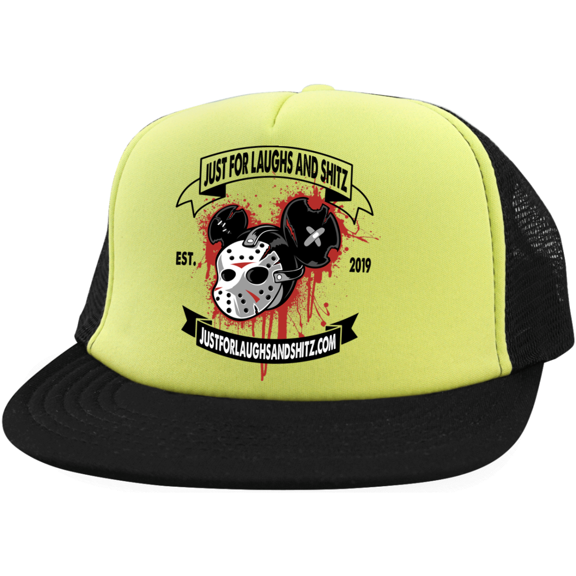 "MICKY MASK" with black banner Trucker Hat with Snapback