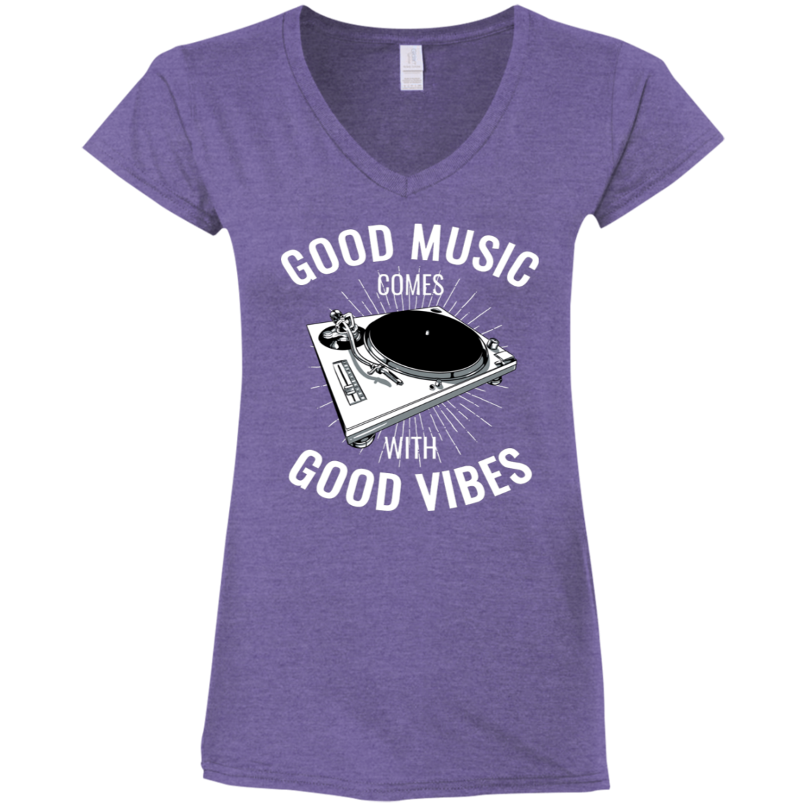 "GOOD VIBES" Ladies' Fitted Softstyle 4.5 oz V-Neck T-Shirt