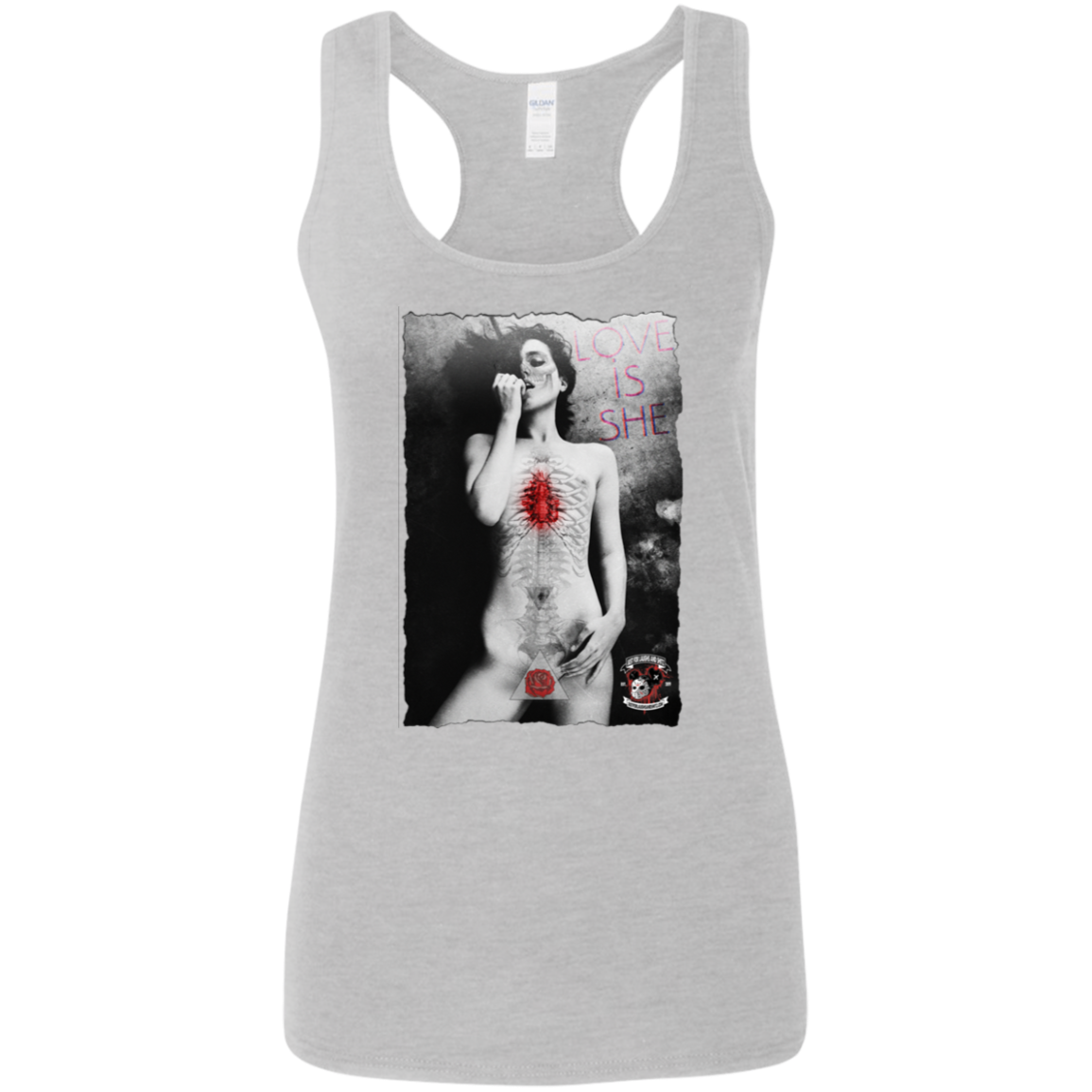 "LOVE IS SHE" Ladies' Softstyle Racerback Tank