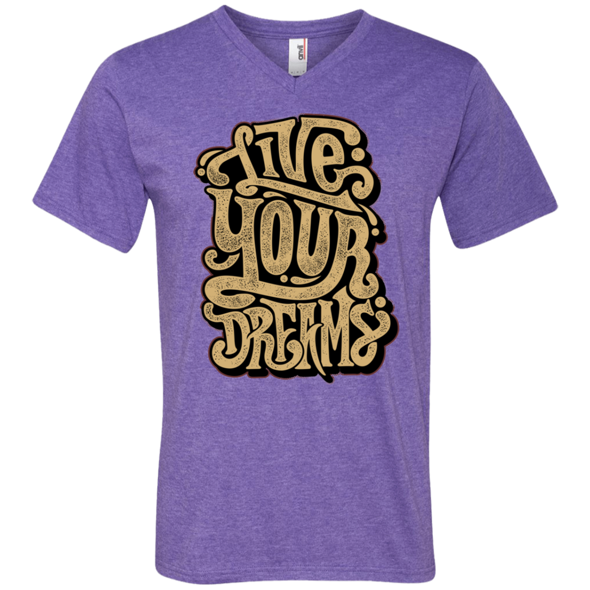 "LIVE YOUR DREAMS" Men's Printed V-Neck T-Shirt