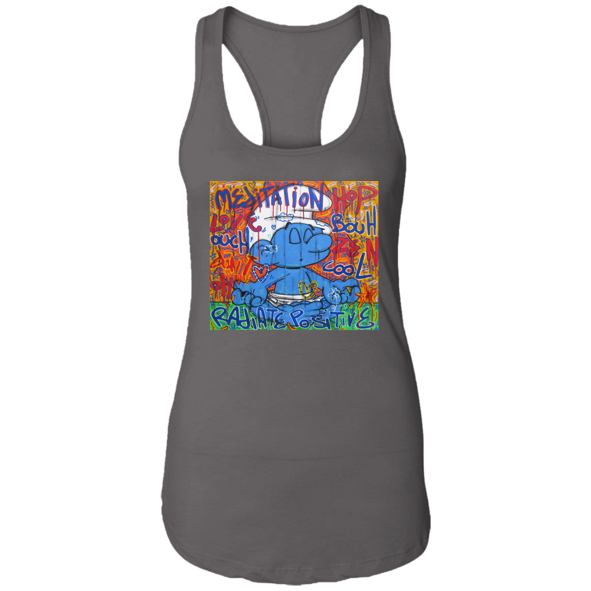 "MEDITATION SMURF" Ladies Ideal Racerback Tank