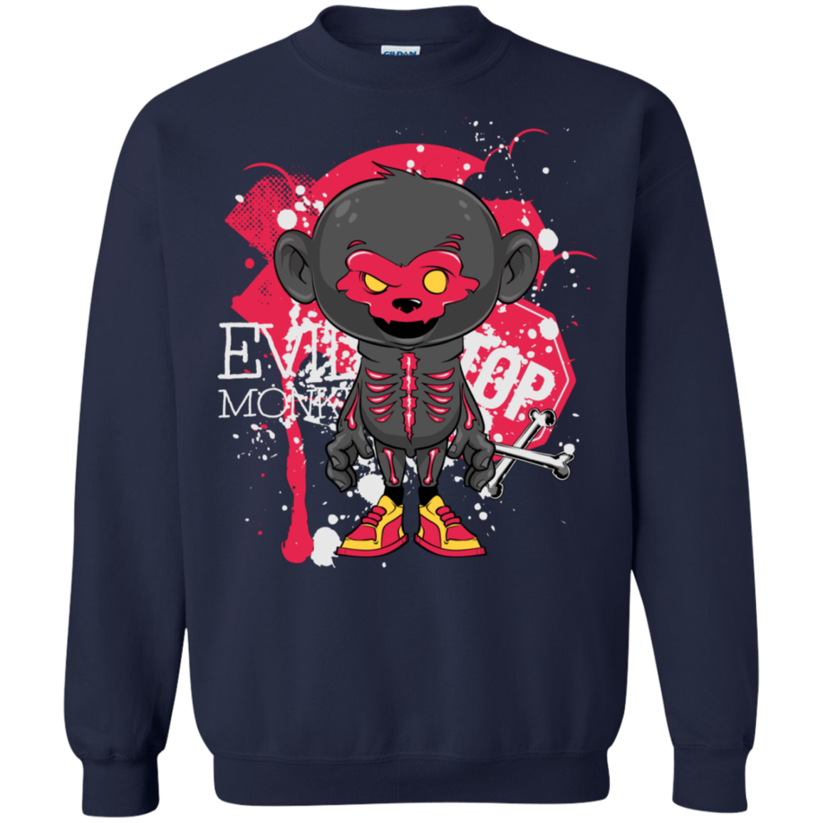 "EVIL MONKEY" Crewneck Pullover Sweatshirt  8 oz.