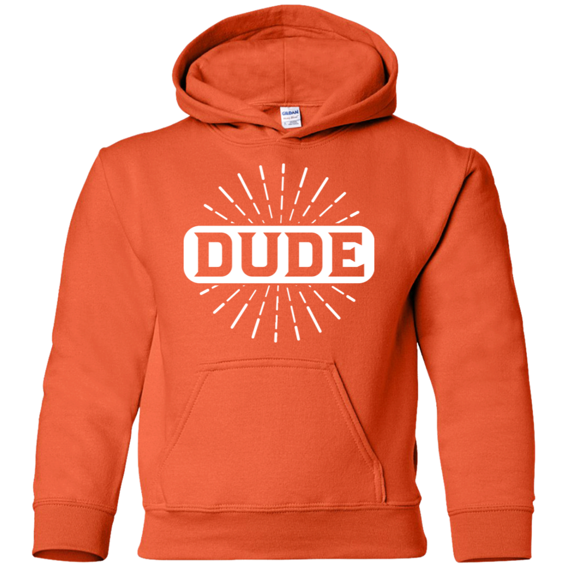 "DUDE" Youth Pullover Hoodie in white print