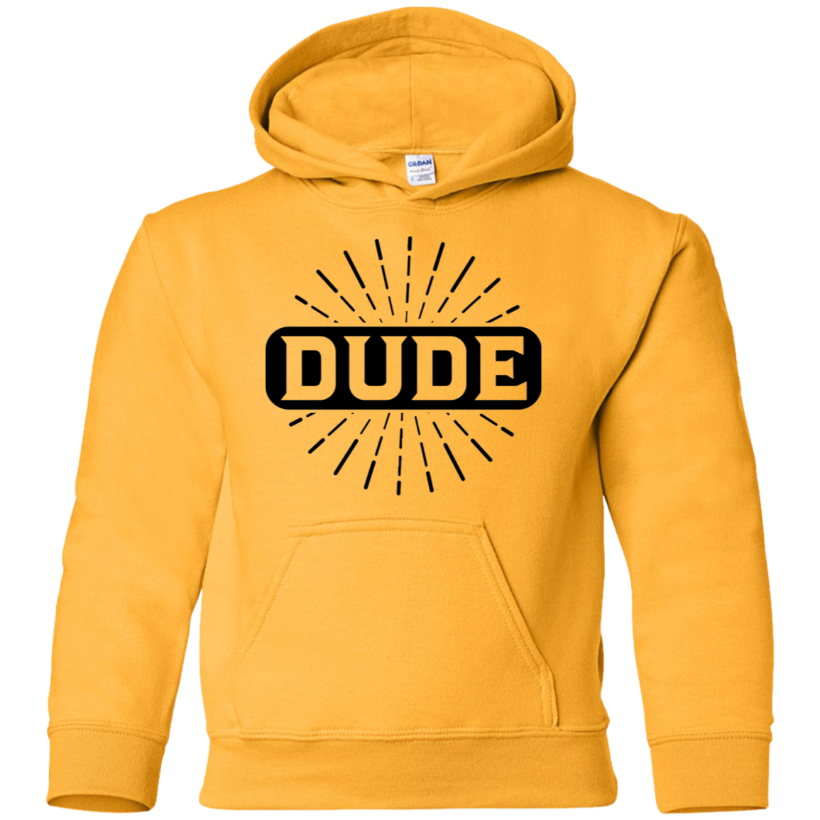 "DUDE" Youth Pullover Hoodie in black print