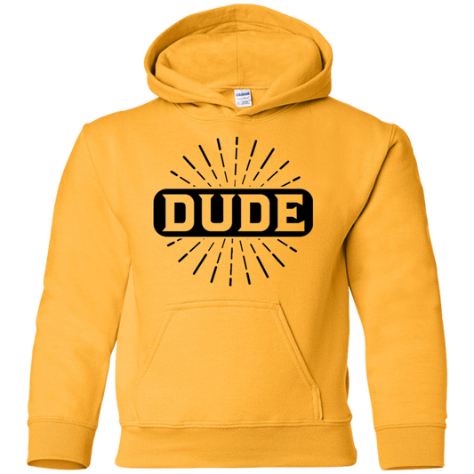 "DUDE" Youth Pullover Hoodie in black print