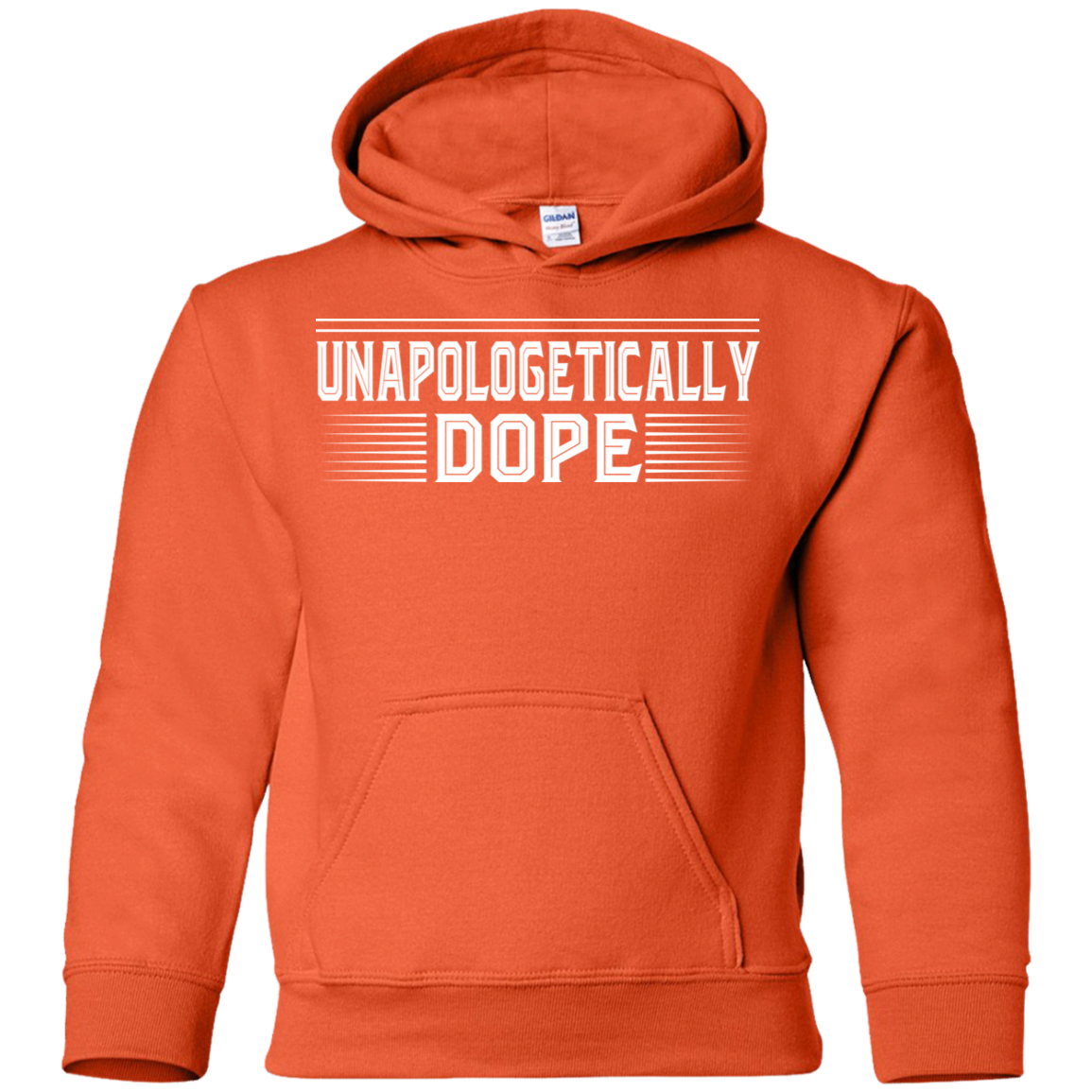 "UNAPOLOGETICALLY DOPE" Youth Pullover Hoodie in white print