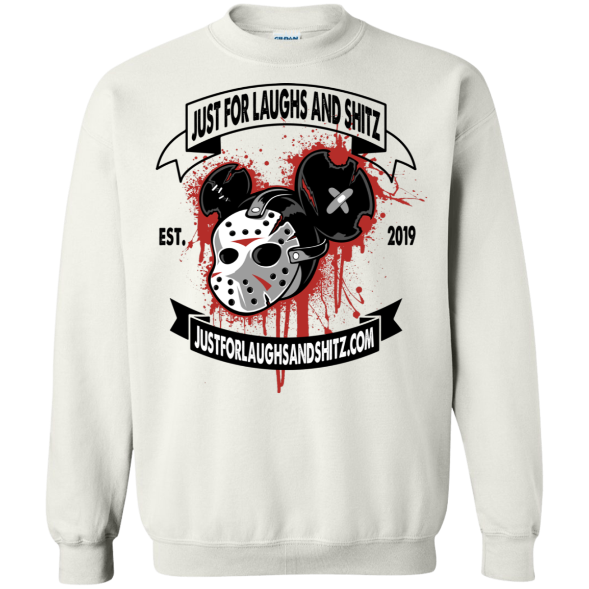 "MICKY MASK" with black banner Crewneck Pullover Sweatshirt  8 oz.