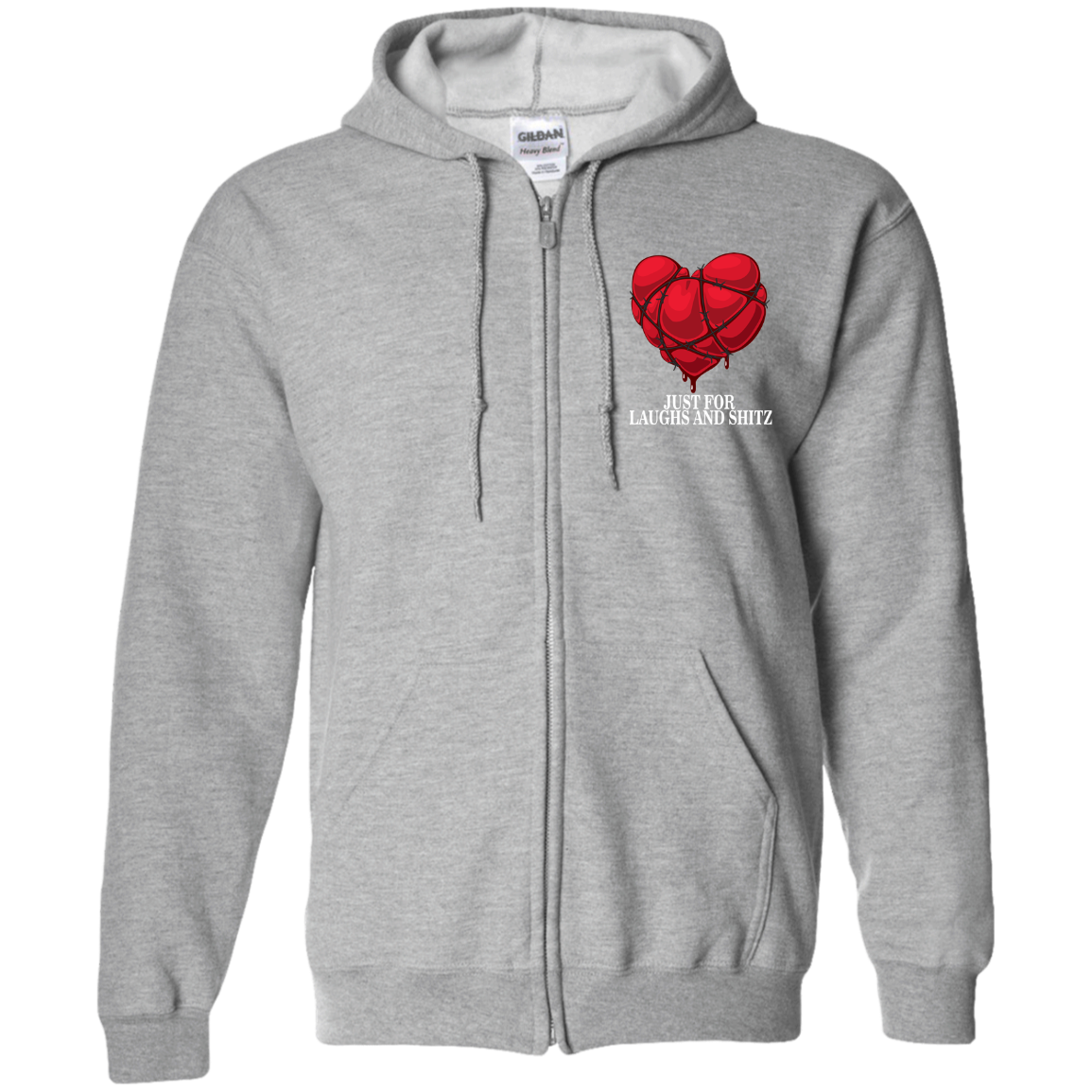 "MY BLOODY HEART" in white print Zip Up Hooded Sweatshirt