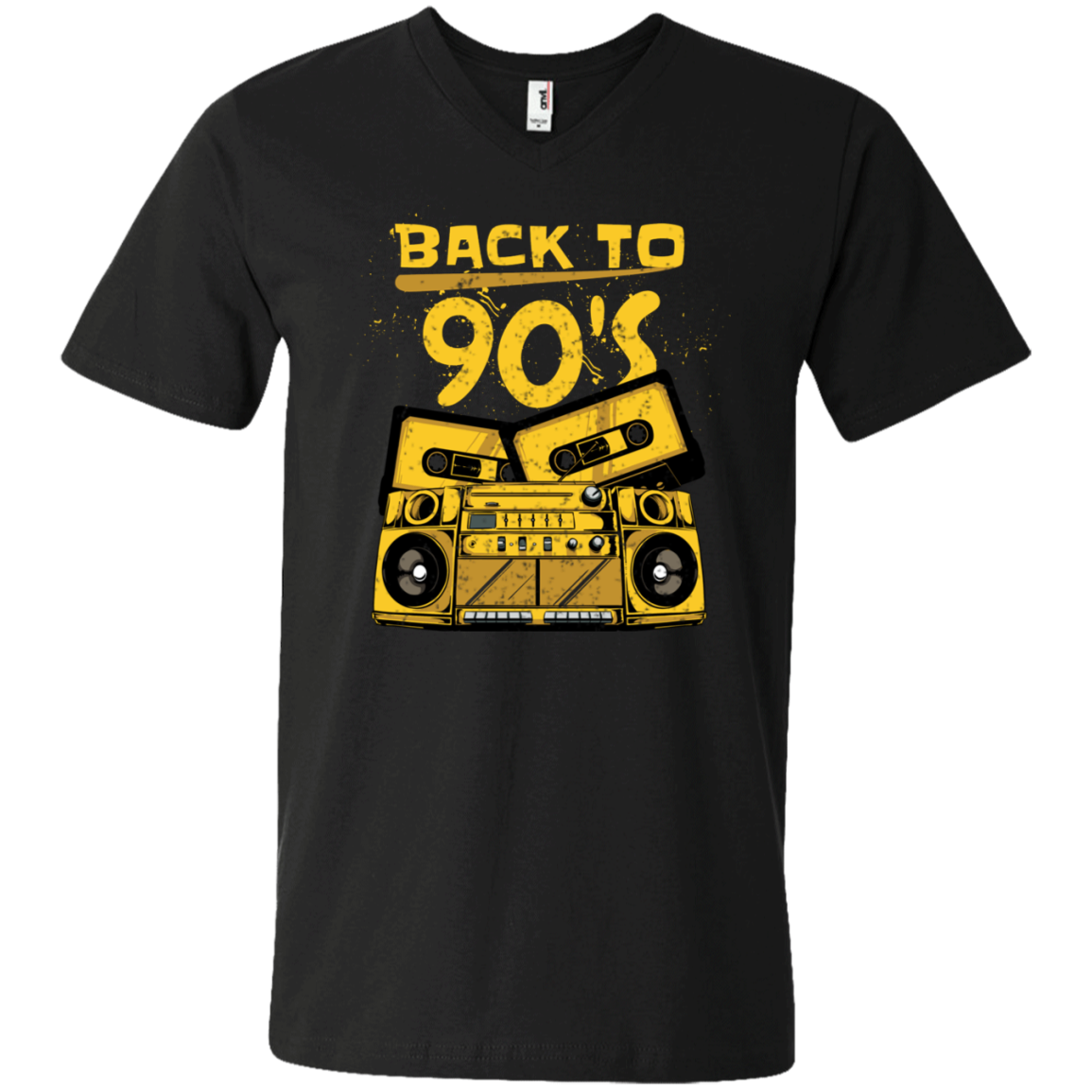 "BACK TO 90'S" Men's Printed V-Neck T-Shirt