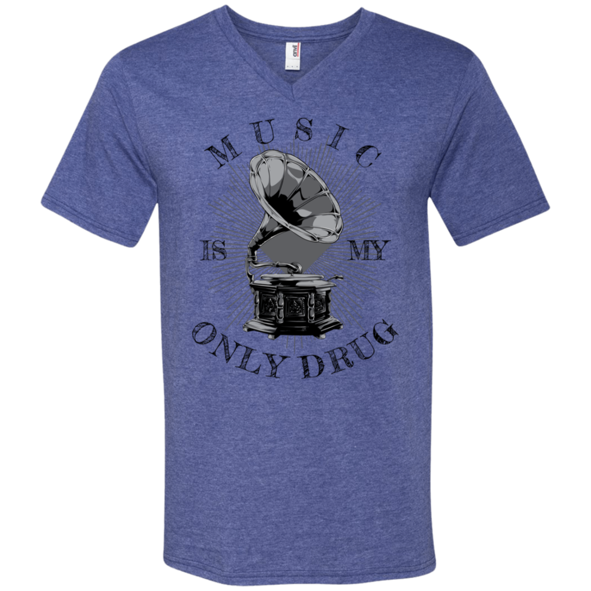 "MUSIC" Men's Printed V-Neck T-Shirt