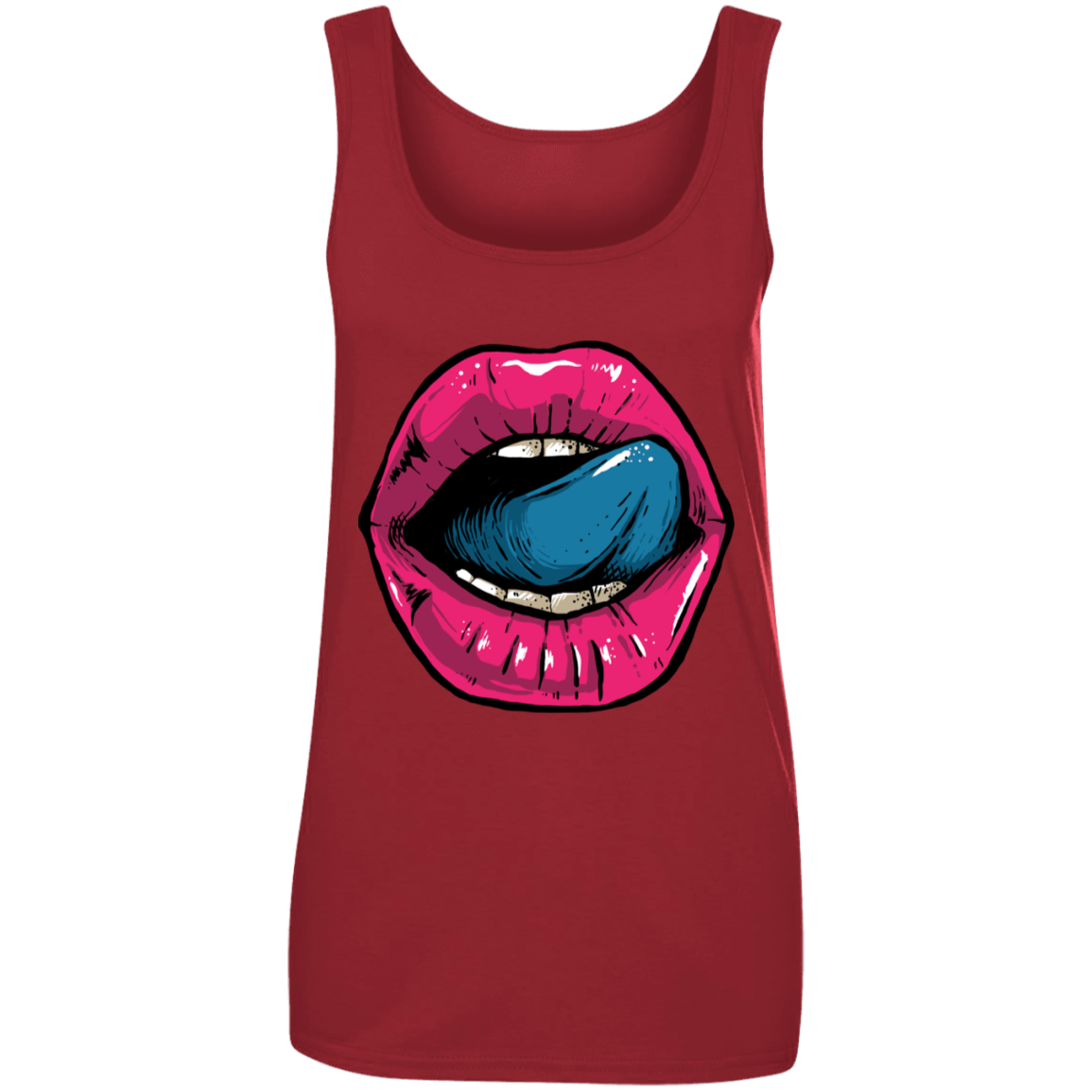 "HELLO LIPS" Ladies' 100% Ringspun Cotton Tank Top