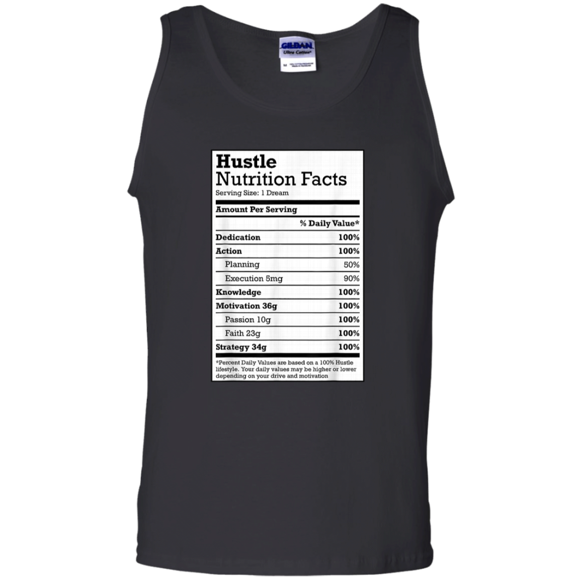 "HUSTLE NUTRITION FACTS" 100% Cotton Tank Top