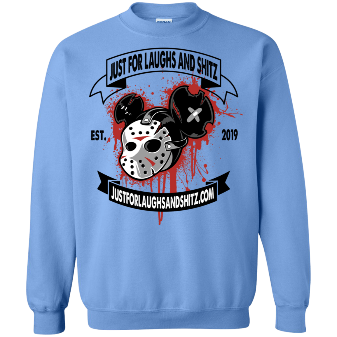 "MICKY MASK" with black banner Crewneck Pullover Sweatshirt  8 oz.