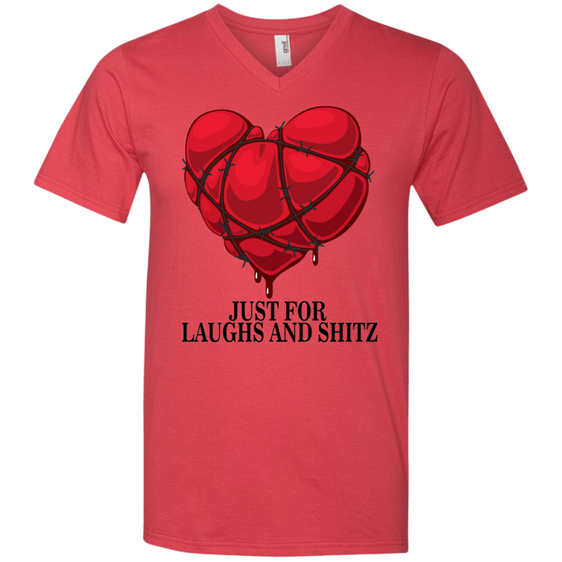 "MY BLOODY HEART" In Black Print Men's Printed V-Neck T-Shirt