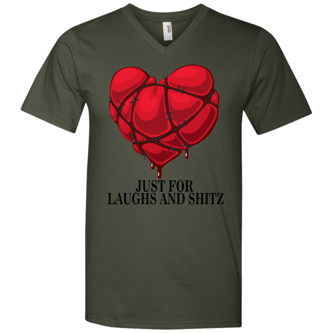 "MY BLOODY HEART" In Black Print Men's Printed V-Neck T-Shirt