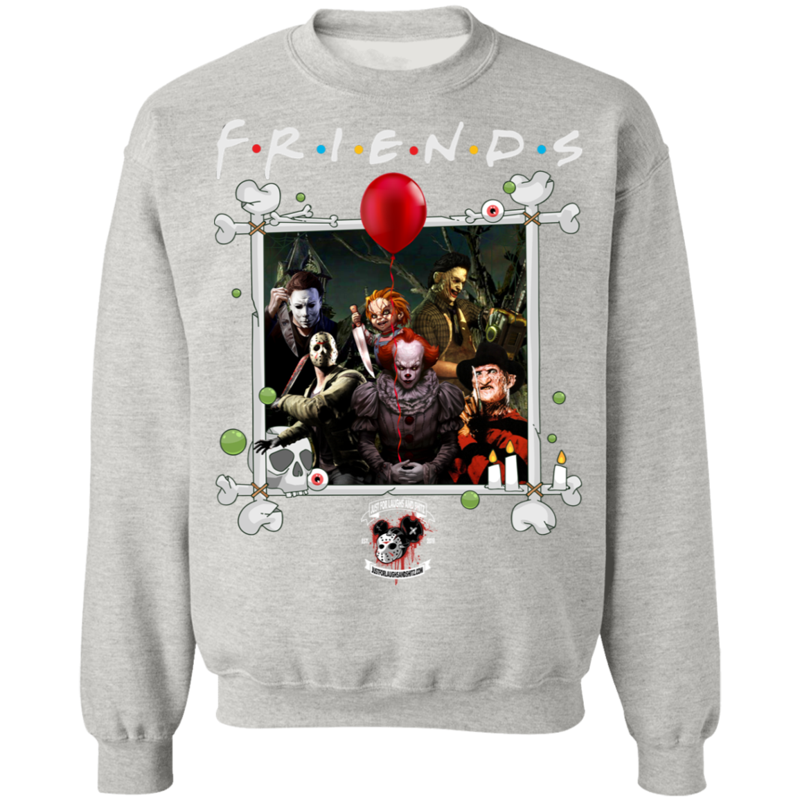 "FRIENDS IN HORROR" Crewneck Pullover Sweatshirt  8 oz.