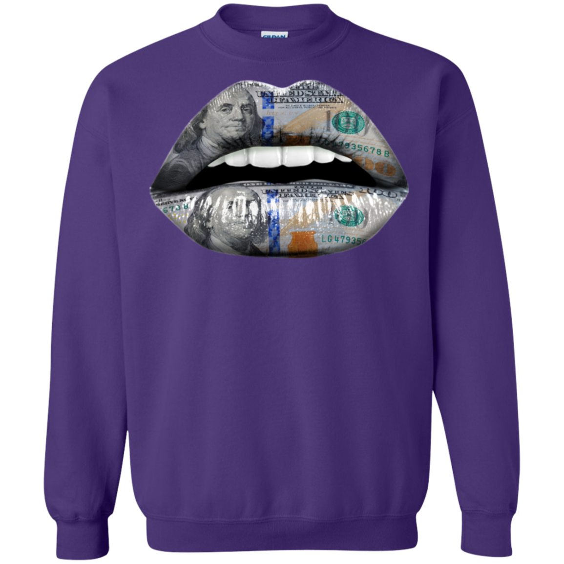 "$100 DOLLAR LIPS" Crewneck Pullover Sweatshirt  8 oz.