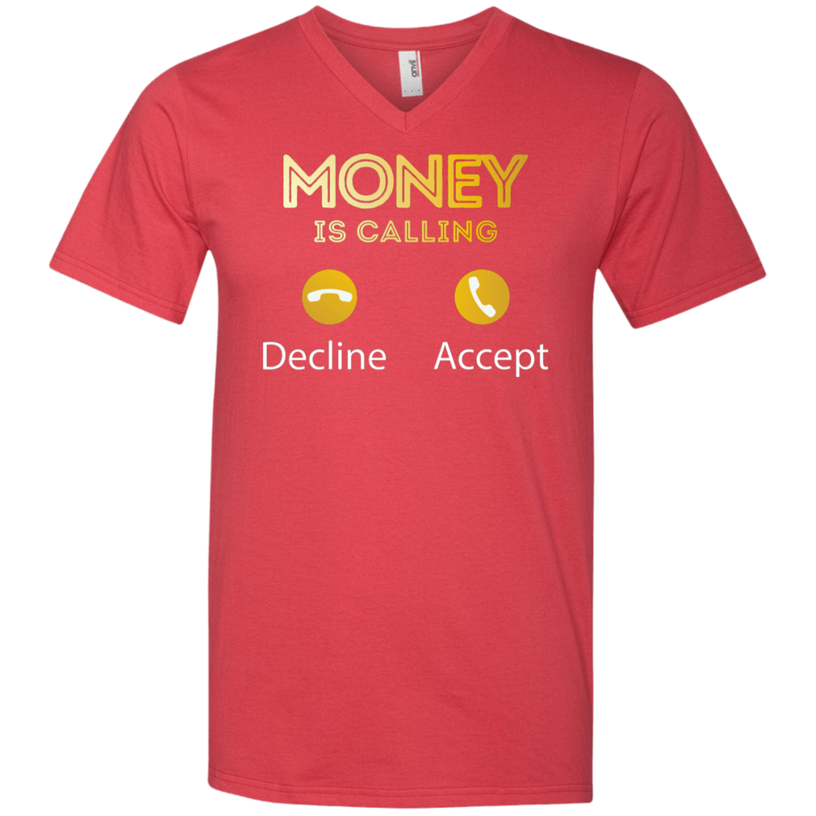 "MONEY IS CALLING" Men's Printed V-Neck T-Shirt