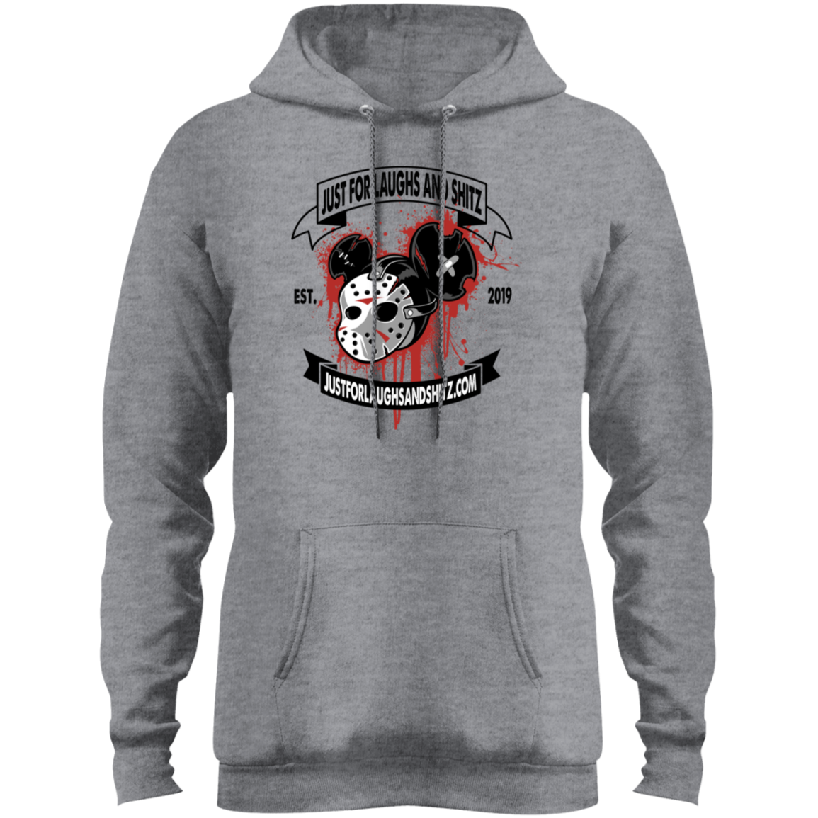 "MICKEY MASK" Mens Core Fleece Pullover Hoodie in white print