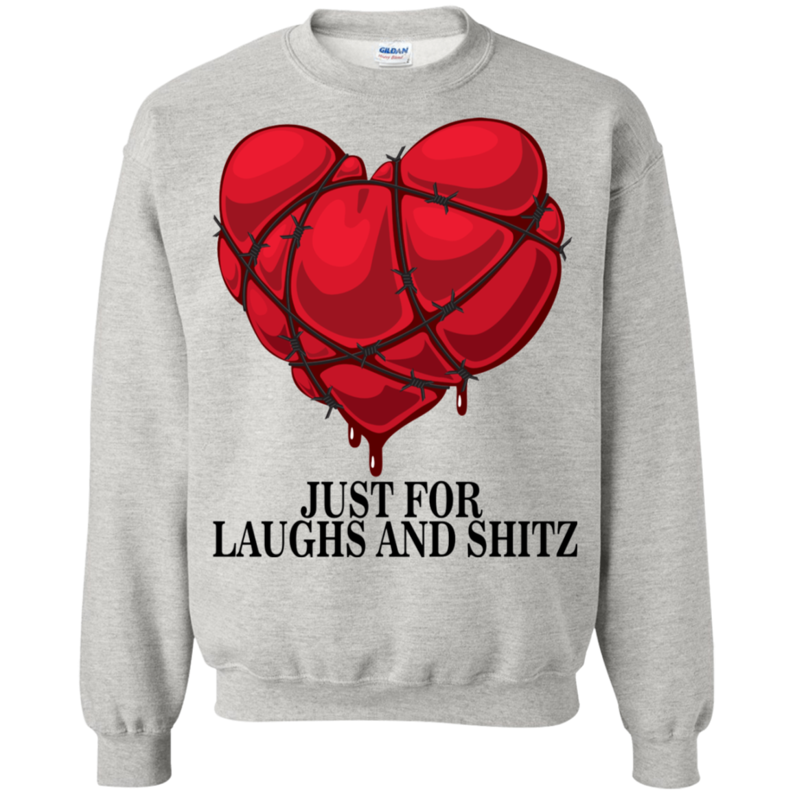 "MY BLOODY HEART" in black print Crewneck Pullover Sweatshirt  8 oz.