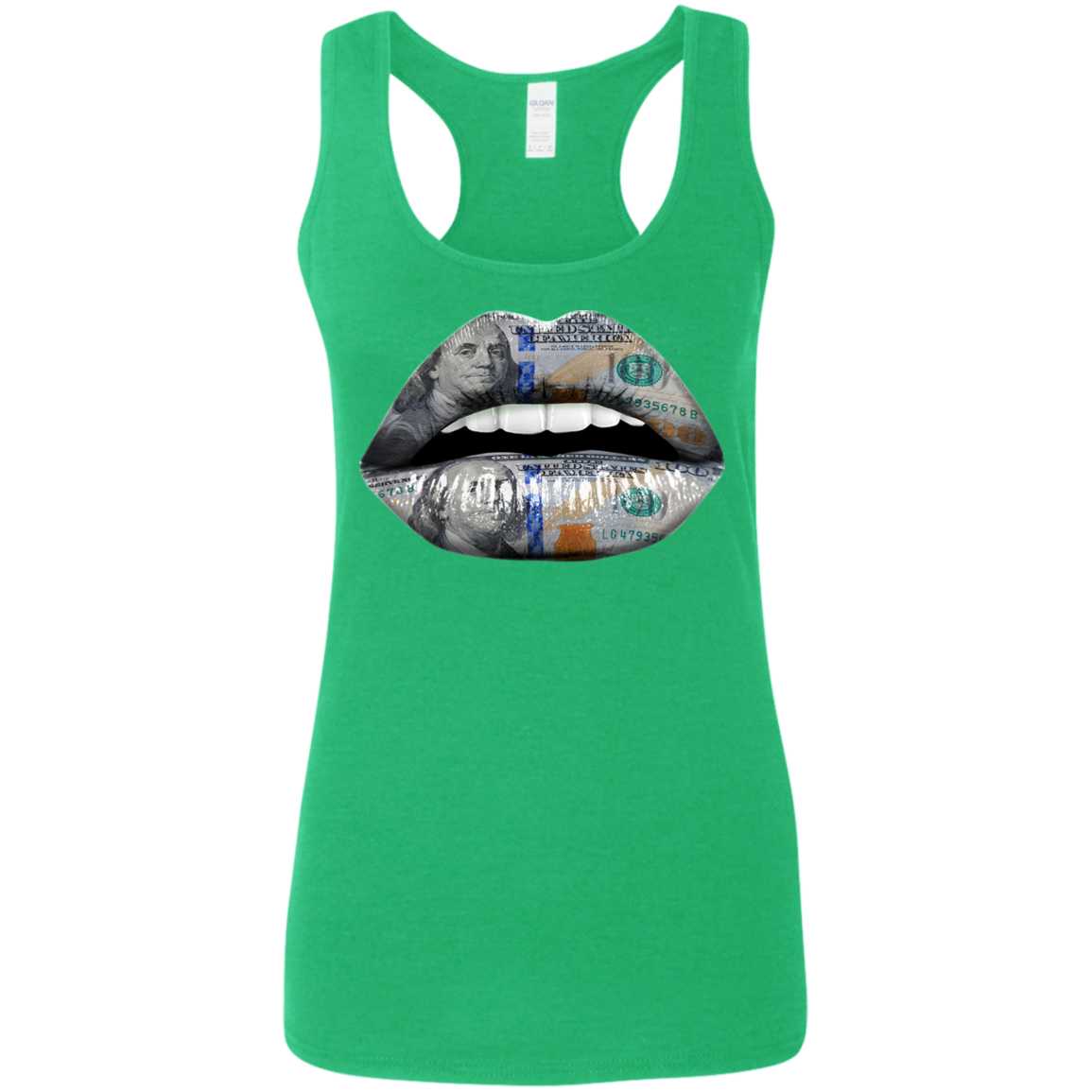 "100 DOLLAR LIPS" Ladies' Softstyle Racerback Tank