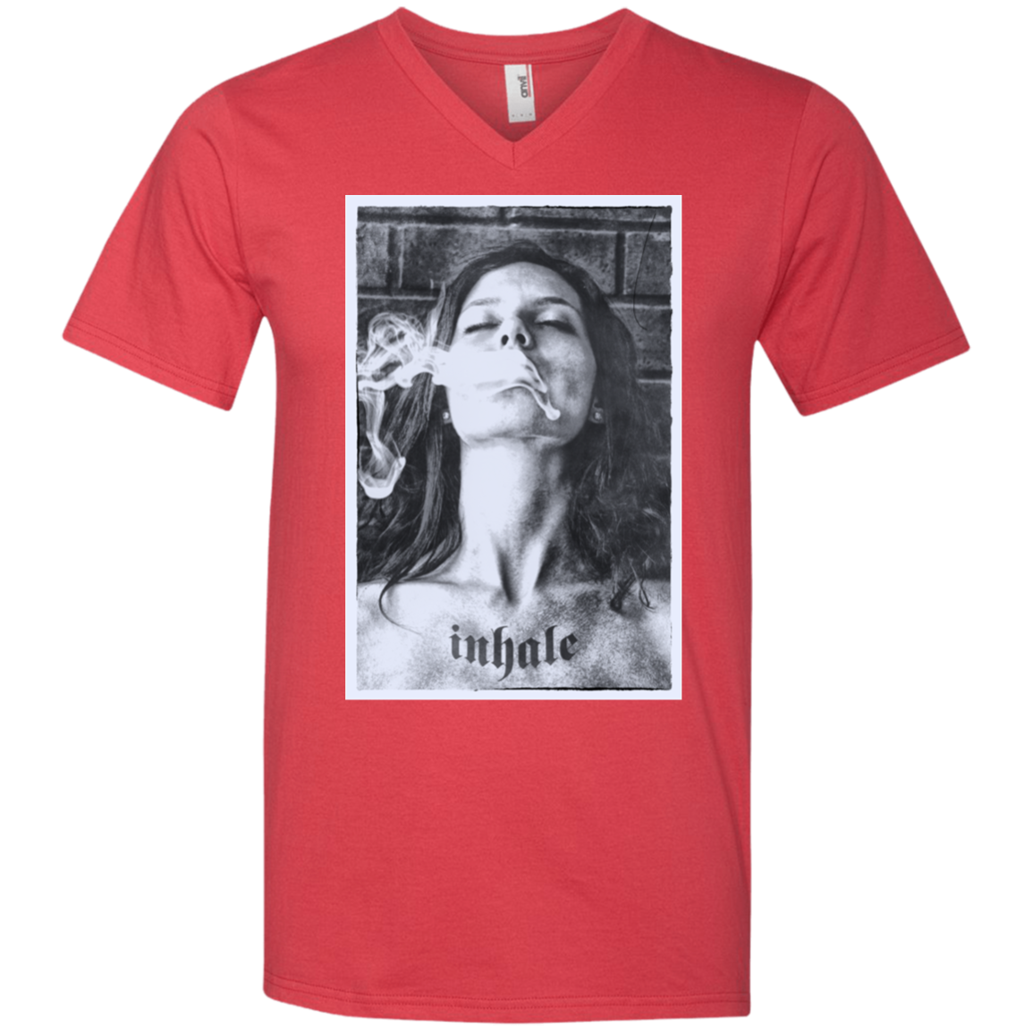 "INHALE" Men's Printed V-Neck T-Shirt