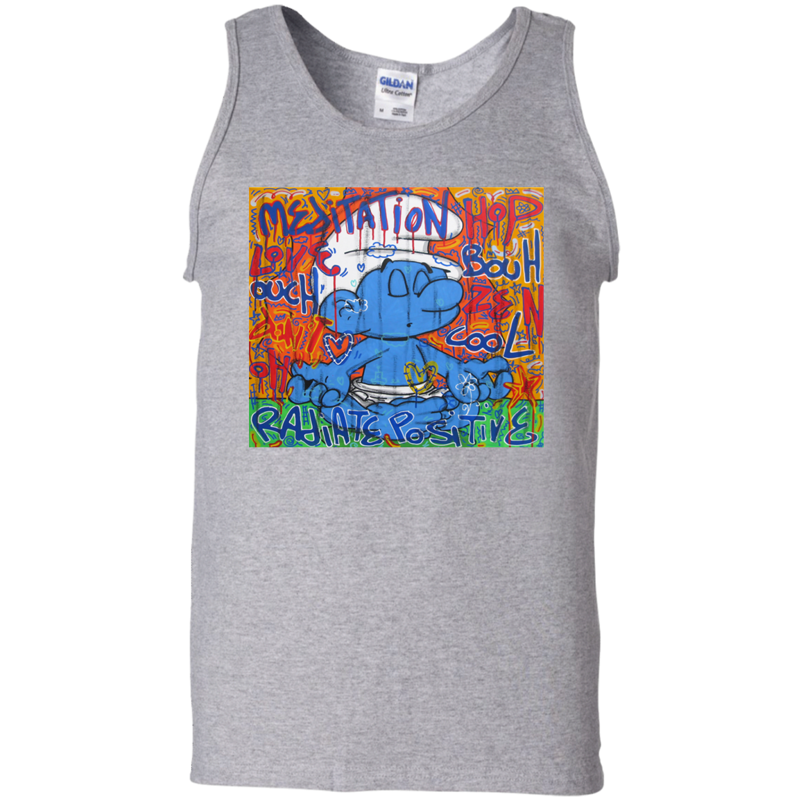 "MEDITATION SMURF" 100% Cotton Tank Top