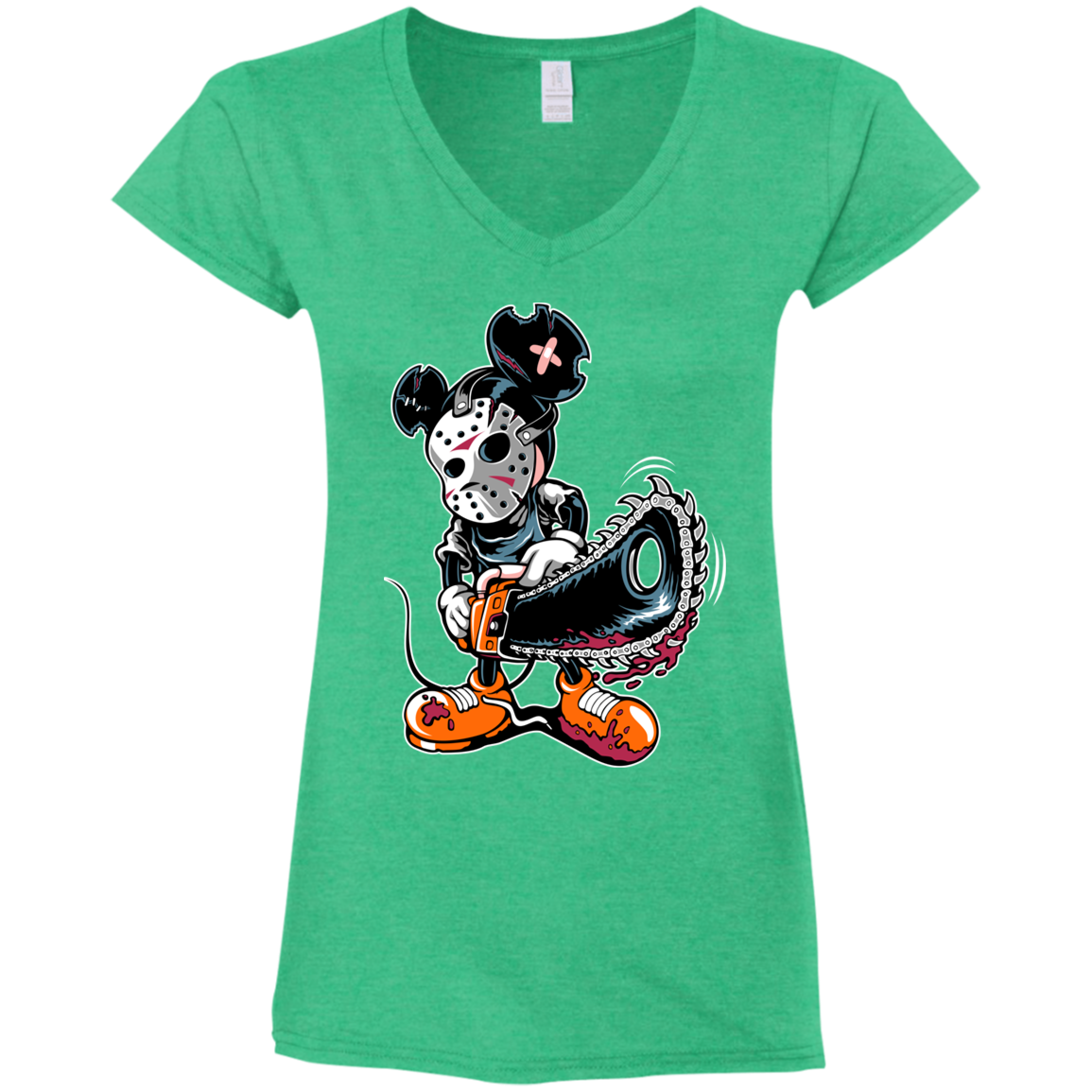 "MICKY PSYCHO" Ladies' Fitted Softstyle 4.5 oz V-Neck T-Shirt