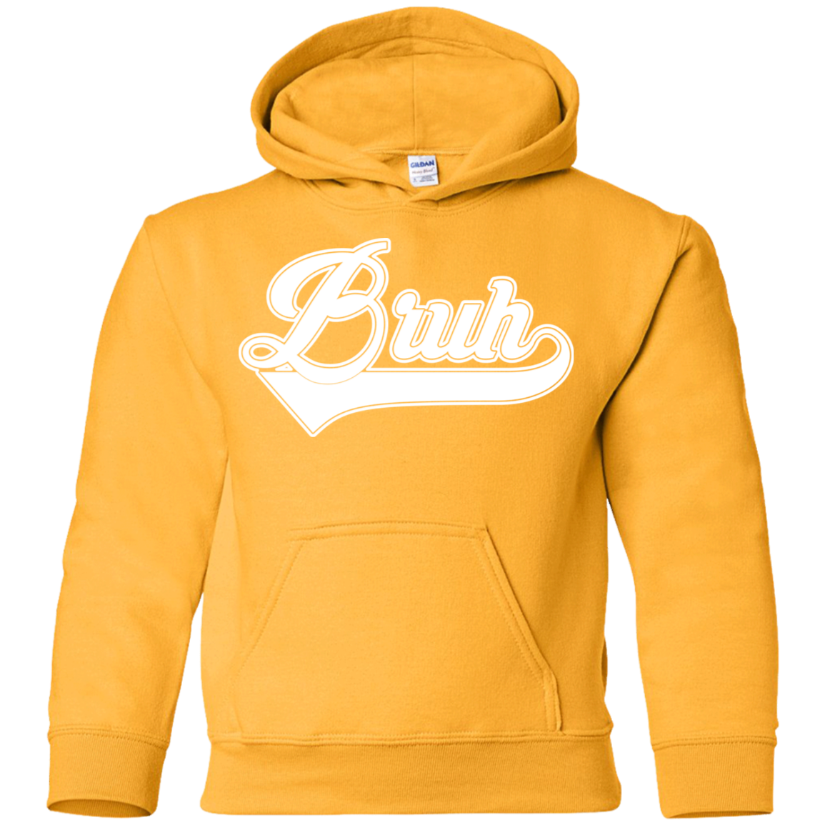 "BRUH" Youth Pullover Hoodie in white print