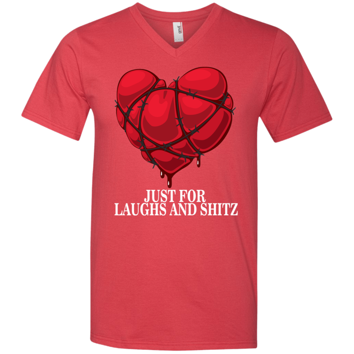 "MY BLOODY HEART" In White Print Men's Printed V-Neck T-Shirt